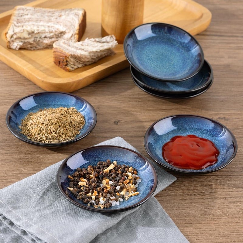 LERATIO Ceramic Soy Sauce Dishes of 6, Reactive Glaze Dipping Sauce Cups/Bowls/Dishes for Kitchen, 3oz Ceramic Small Bowls for Side Dishes, Snacks,and Sushi,Condiment,Dishwasher Safe -Blue - Image 5